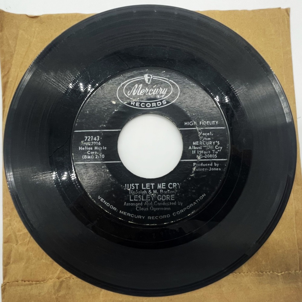Vtg Lesley Gore Just Let Me Cry Judy's Turn To Cry 45 RPM Vinyl Record Mercury
